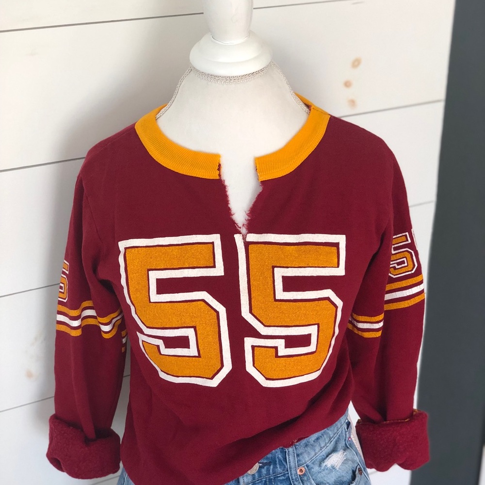 Vintage football cropped sweatshirt crimson and gold XS - Picture 4 of 14